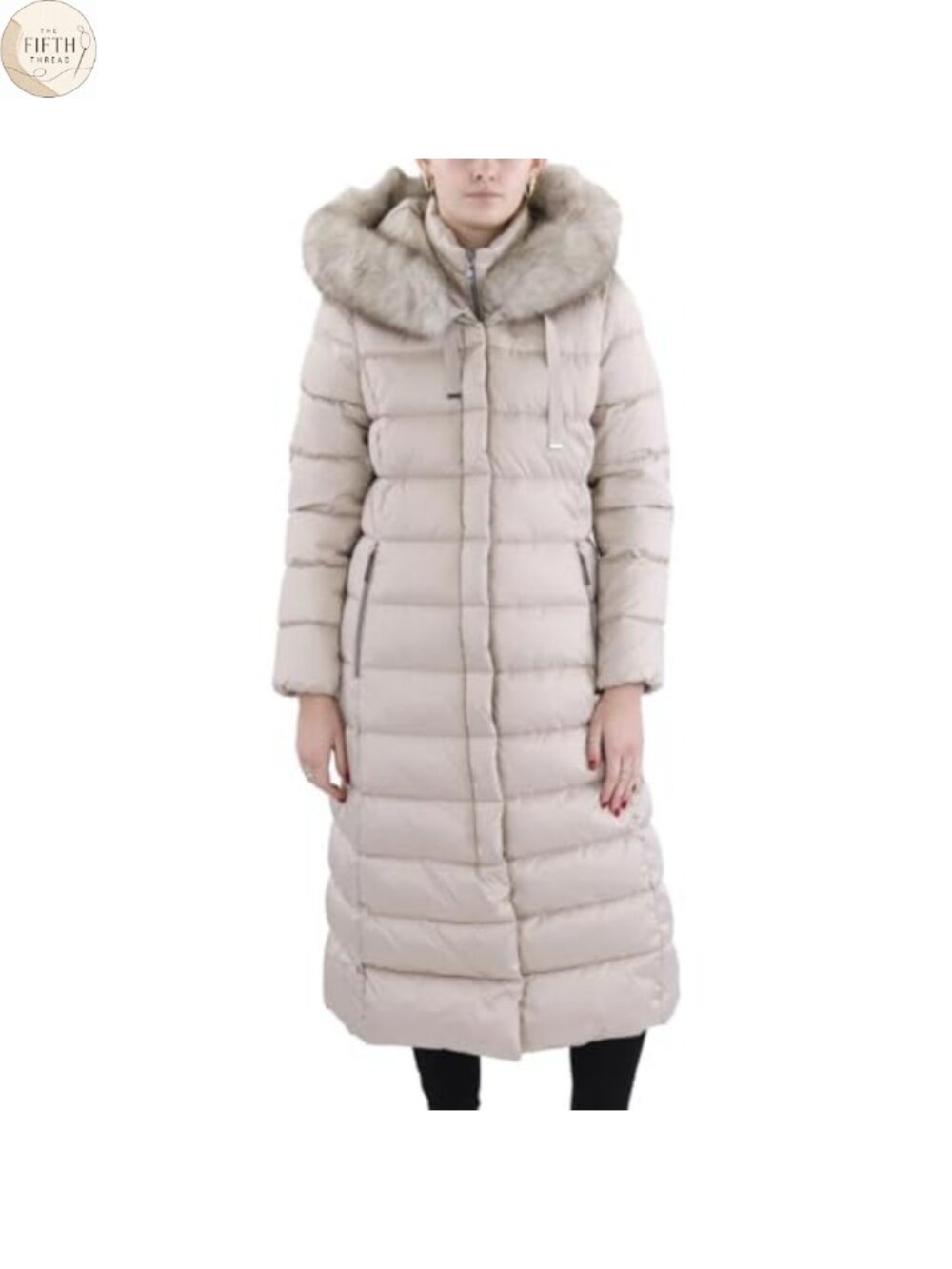 Maxi Quilted Puffer Coat with Faux Fur Hood and Bib Insert